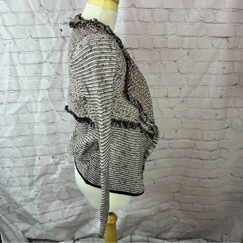 white house black market open front cardigan sweater fringe raw edge detail XS - Picture 2 of 9